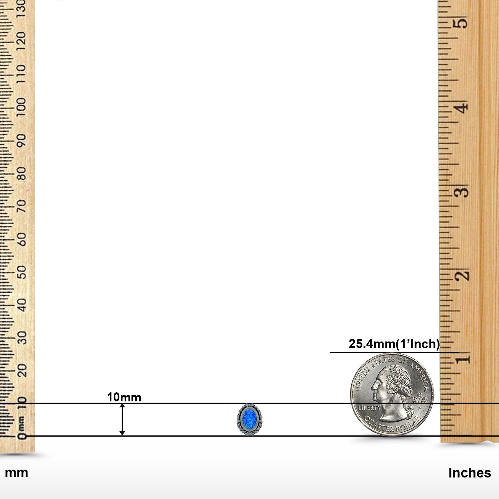 Oval Stud Earrings Created Opal 925 Sterling Silver (10mm)