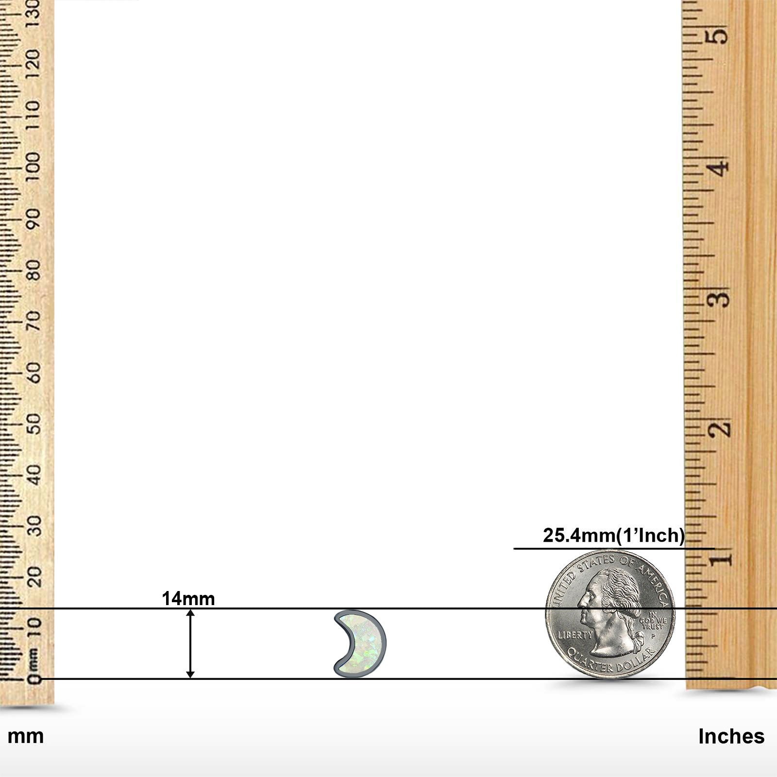 Moon Stud Earrings Lab Created Opal 925 Sterling Silver (14mm)