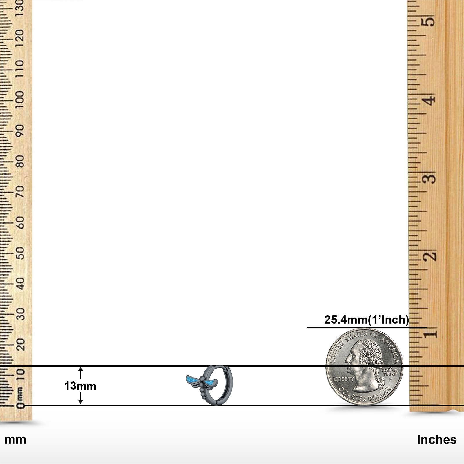 Dragonfly Hoop Huggie Earrings Lab Created Opal 925 Sterling Silver