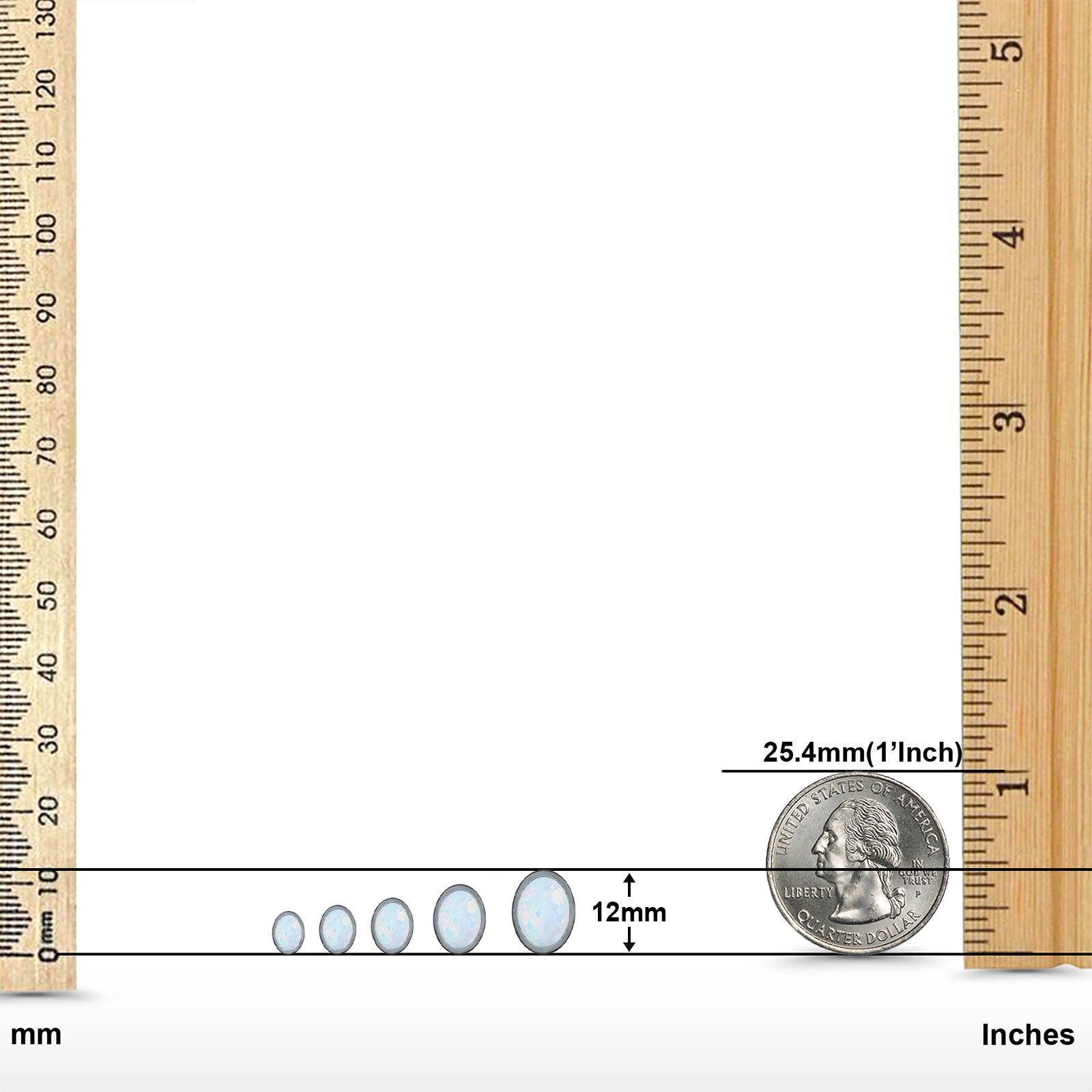 Oval Stud Earrings Lab Created Opal 925 Sterling Silver (6mm-12mm)