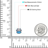 Cow Stud Earring Created Opal Solid 925 Sterling Silver (8.8mm)