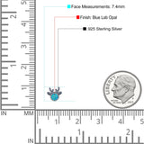 Deer Stud Earring Created Opal Solid 925 Sterling Silver (7.4mm)