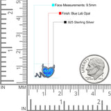 Heart Devil Stud Earring Created Opal Solid 925 Sterling Silver (9.5mm)