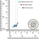 Dinosaur Stud Earring Created Opal 925 Sterling Silver (9mm)