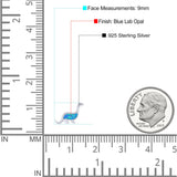 Dinosaur Stud Earring Created Opal 925 Sterling Silver (9mm)