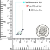 Dinosaur Stud Earring Created Opal 925 Sterling Silver (9mm)