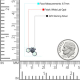 Lucky Honey Bee Print Stud Earring Created Opal Solid 925 Sterling Silver (8.7mm)