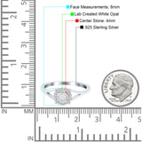 Solitaire Fashion Engagement Ring Created Opal Round Simulated Cubic Zirconia 925 Sterling Silver