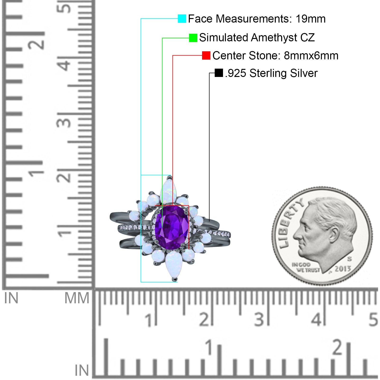 Three Piece Set Oval Lab White Opal Teardrop Art Deco Wedding Ring Vintage Band Simulated Cubic Zirconia Solid 925 Sterling Silver