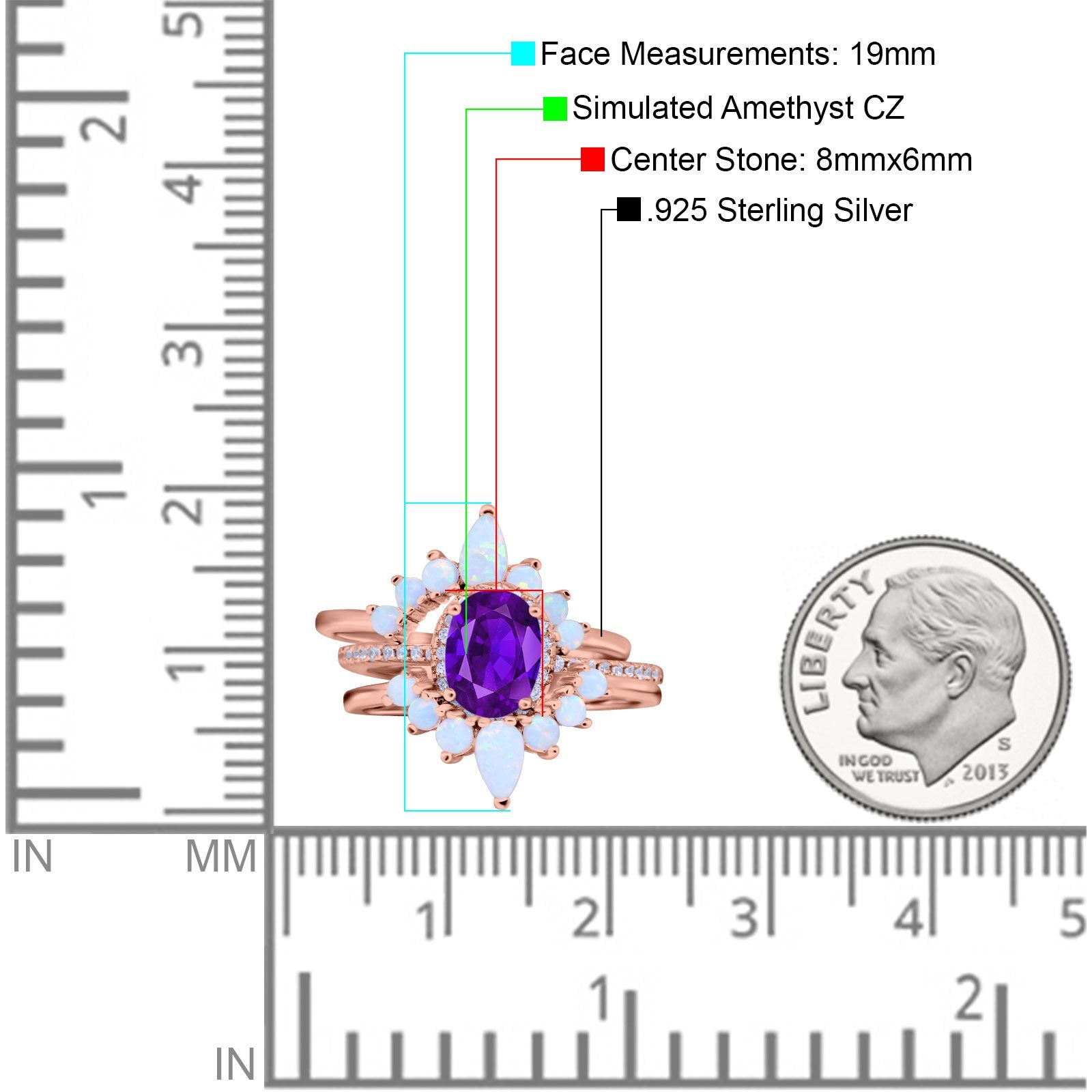 Three Piece Set Oval Lab White Opal Teardrop Art Deco Wedding Ring Vintage Band Simulated Cubic Zirconia Solid 925 Sterling Silver