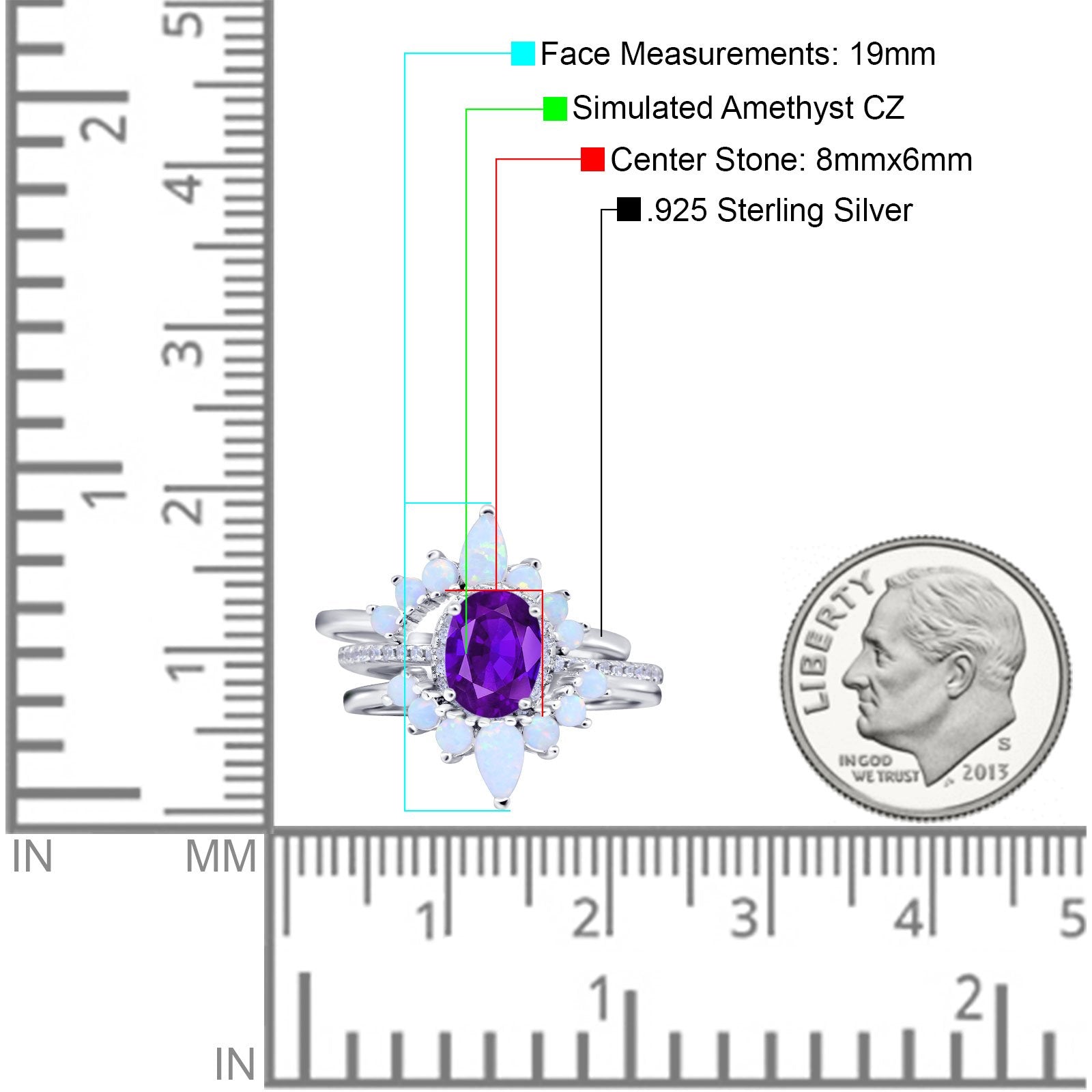Three Piece Set Oval Lab White Opal Teardrop Art Deco Wedding Ring Vintage Band Simulated Cubic Zirconia Solid 925 Sterling Silver