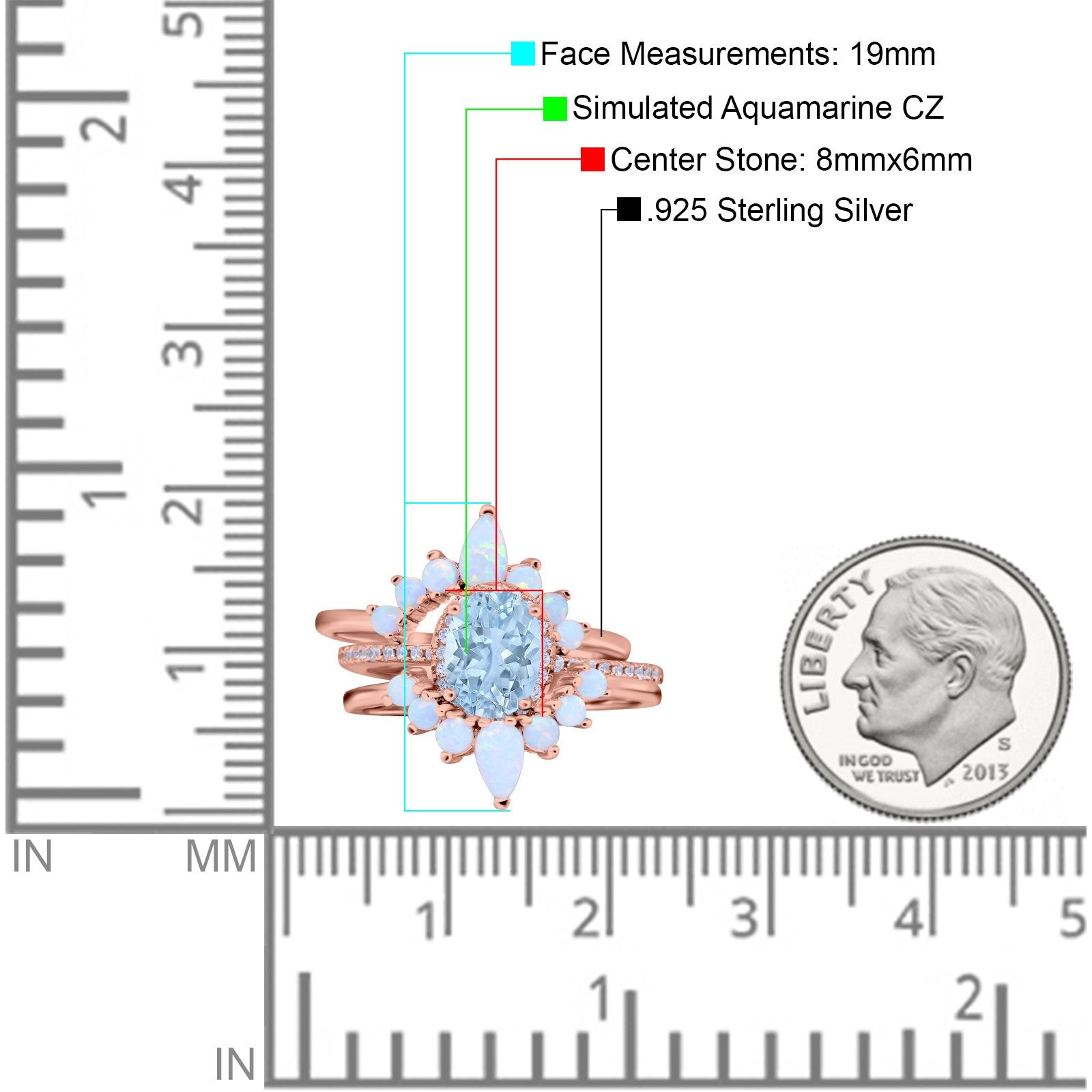 Three Piece Set Oval Lab White Opal Teardrop Art Deco Wedding Ring Vintage Band Simulated Cubic Zirconia Solid 925 Sterling Silver