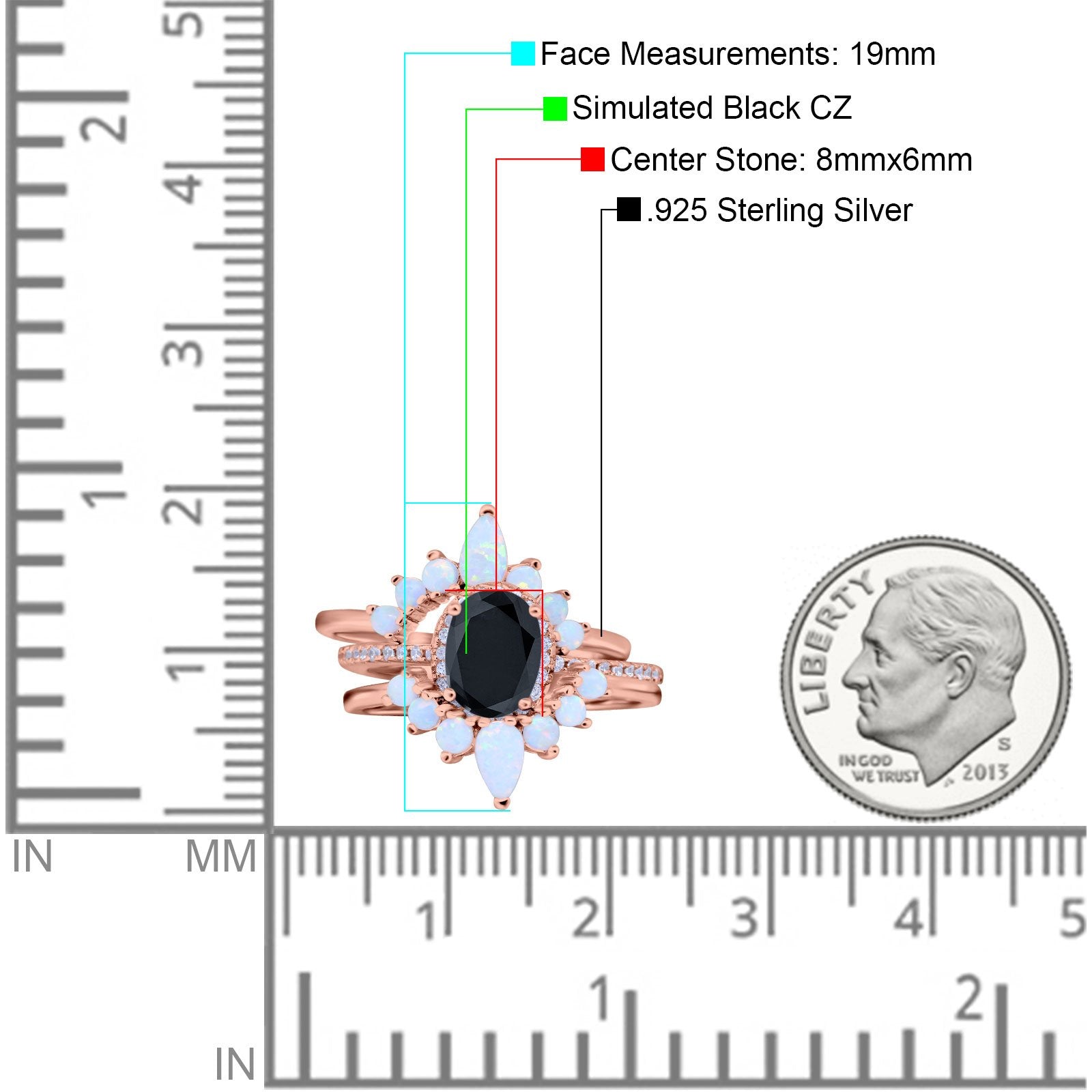 Three Piece Set Oval Lab White Opal Teardrop Art Deco Wedding Ring Vintage Band Simulated Cubic Zirconia Solid 925 Sterling Silver
