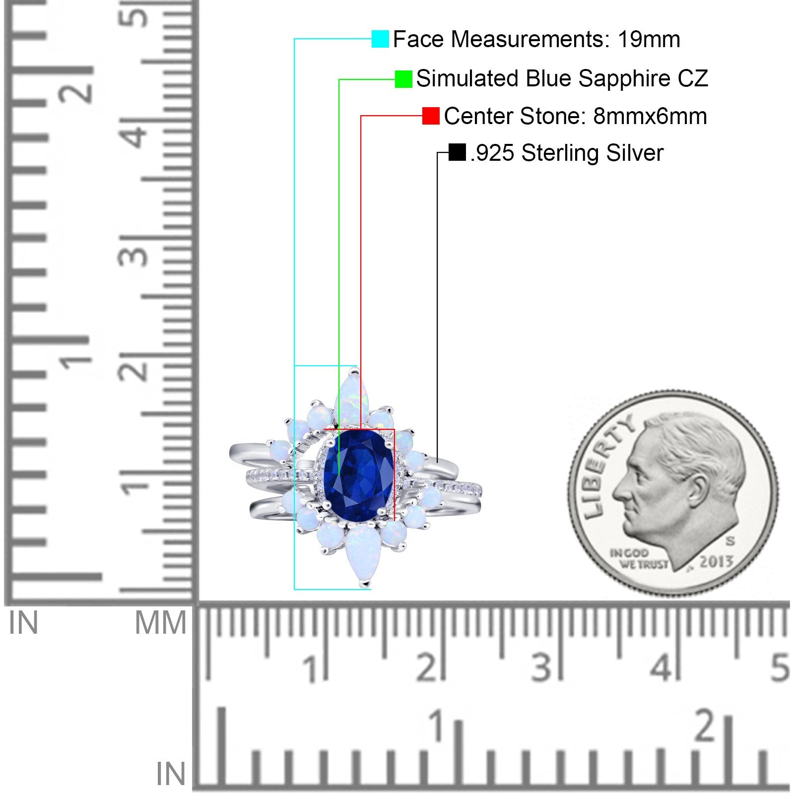 Three Piece Set Oval Lab White Opal Teardrop Art Deco Wedding Ring Vintage Band Simulated Cubic Zirconia Solid 925 Sterling Silver