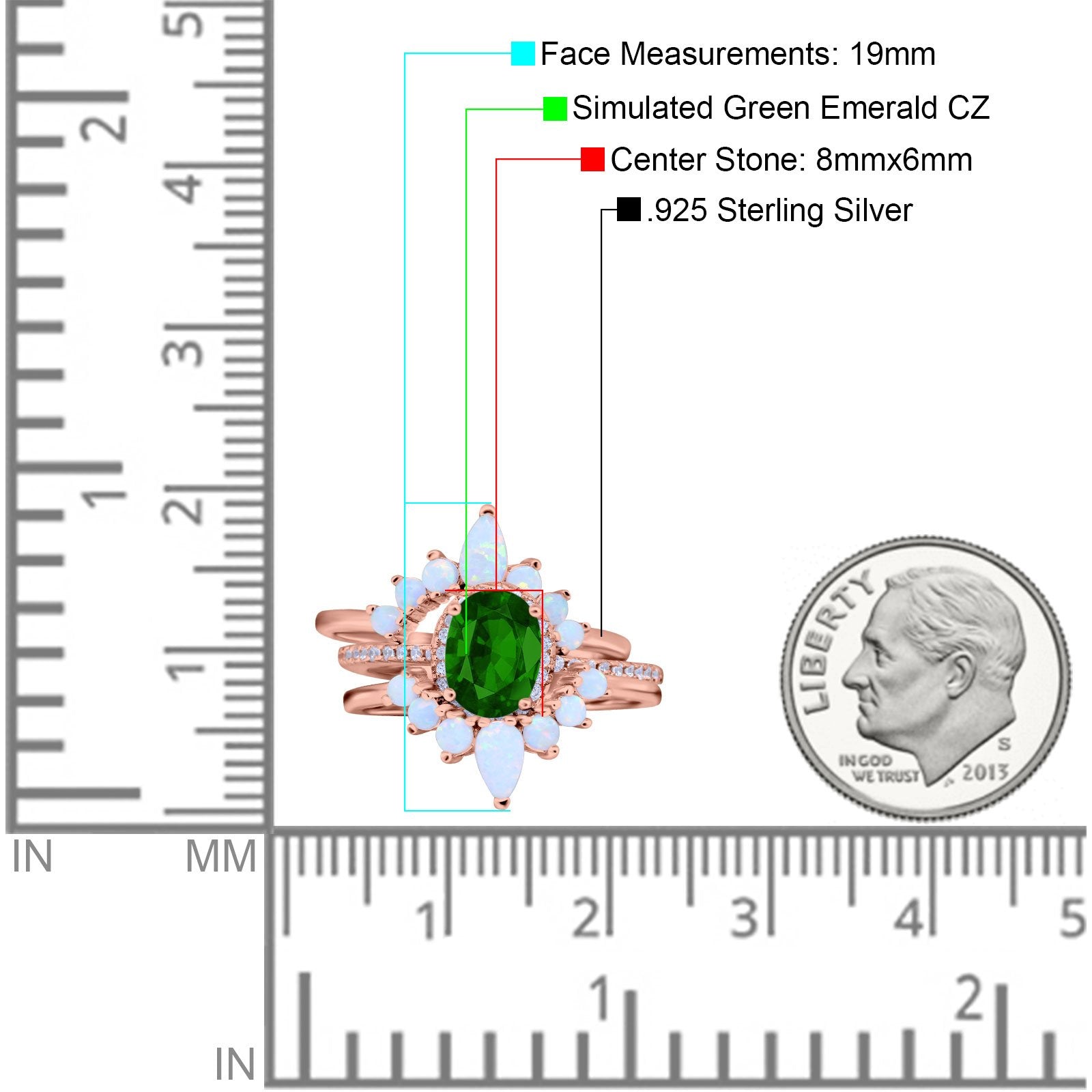 Three Piece Set Oval Lab White Opal Teardrop Art Deco Wedding Ring Vintage Band Simulated Cubic Zirconia Solid 925 Sterling Silver