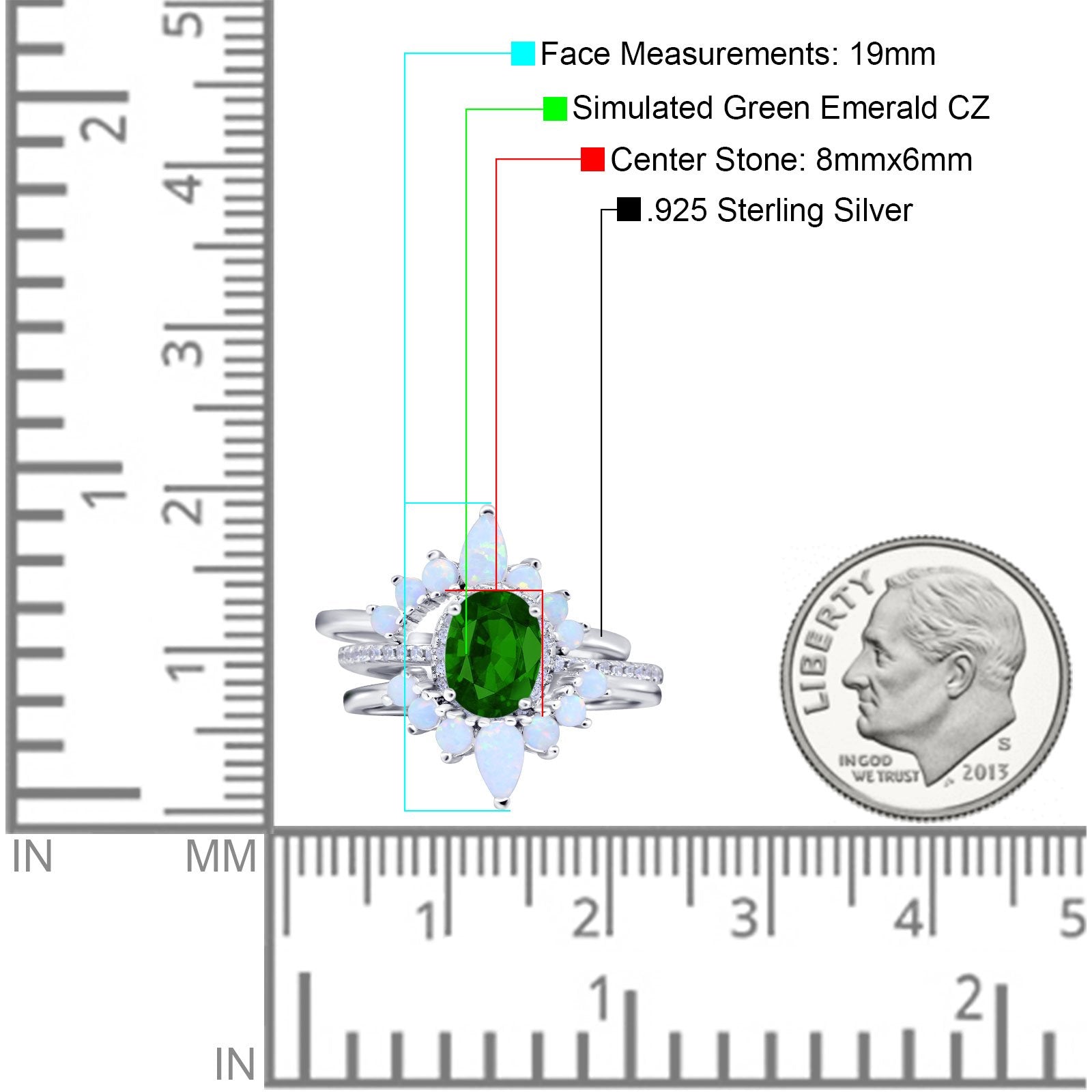Three Piece Set Oval Lab White Opal Teardrop Art Deco Wedding Ring Vintage Band Simulated Cubic Zirconia Solid 925 Sterling Silver