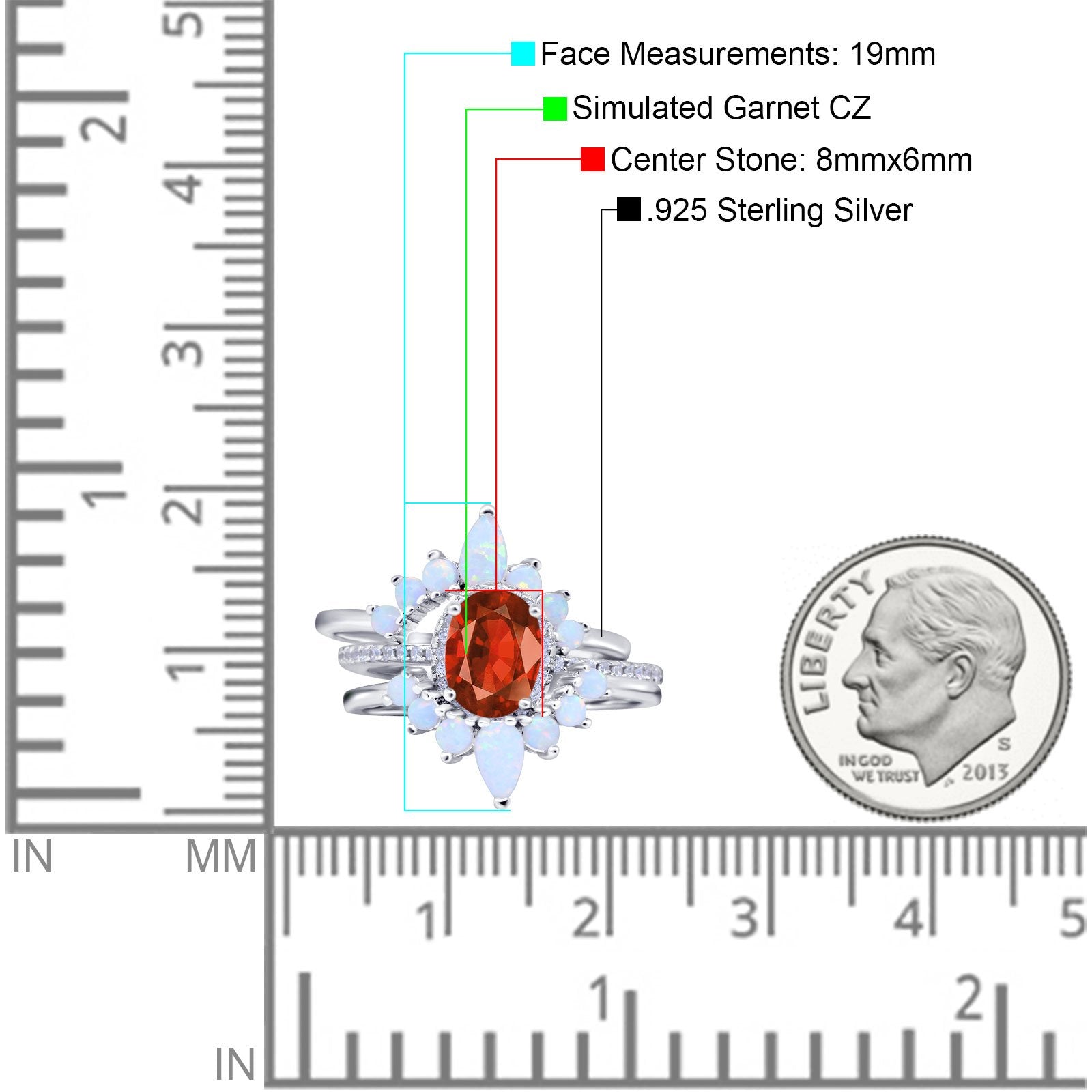 Three Piece Set Oval Lab White Opal Teardrop Art Deco Wedding Ring Vintage Band Simulated Cubic Zirconia Solid 925 Sterling Silver