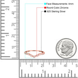 Curved Art Deco 4mm Band Ring Round Eternity Simulated CZ 925 Sterling Silver