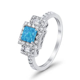 Halo Wedding Ring Baguette Simulated Cubic Zirconia 925 Sterling Silver