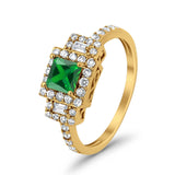 Halo Wedding Ring Baguette Simulated Cubic Zirconia 925 Sterling Silver