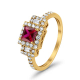 Halo Wedding Ring Baguette Simulated Cubic Zirconia 925 Sterling Silver