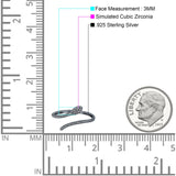 Petite Dainty Snake Ring Band Round Simulated Cubic Zirconia 925 Sterling Silver (3mm)