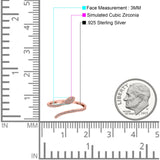 Petite Dainty Snake Ring Band Round Simulated Cubic Zirconia 925 Sterling Silver (3mm)