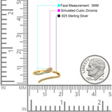 Petite Dainty Snake Ring Band Round Simulated Cubic Zirconia 925 Sterling Silver (3mm)