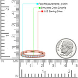 Half Eternity Ring Wedding Engagement Band Round Pave Simulated Cubic Zirconia 925 Sterling Silver (2.5mm)