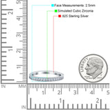 Half Eternity Ring Wedding Engagement Band Round Pave Simulated Cubic Zirconia 925 Sterling Silver (2.5mm)