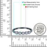 Five Flower Ring Wedding Engagement Band Round Pave Simulated Cubic Zirconia 925 Sterling Silver (4mm)