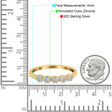 Five Flower Ring Wedding Engagement Band Round Pave Simulated Cubic Zirconia 925 Sterling Silver (4mm)