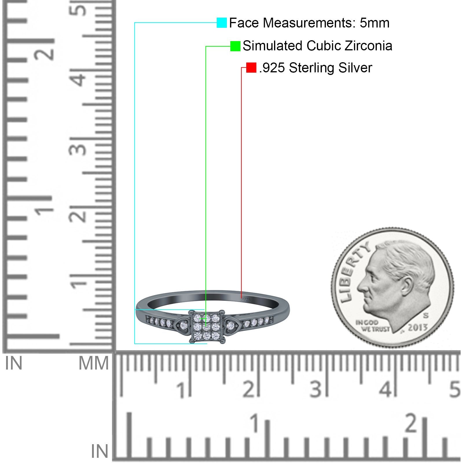 Fashion Ring Wedding Engagement Band Round Pave Simulated Cubic Zirconia 925 Sterling Silver (5mm)