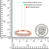 Half Eternity Ring Wedding Engagement Band Round Pave Simulated Cubic Zirconia 925 Sterling Silver (4mm)