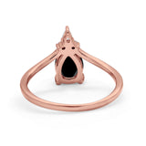 Pear Midi V Ring Wedding Ring Simulated Cubic Zirconia 925 Sterling Silver