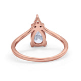 Pear Midi V Ring Wedding Ring Simulated Cubic Zirconia 925 Sterling Silver