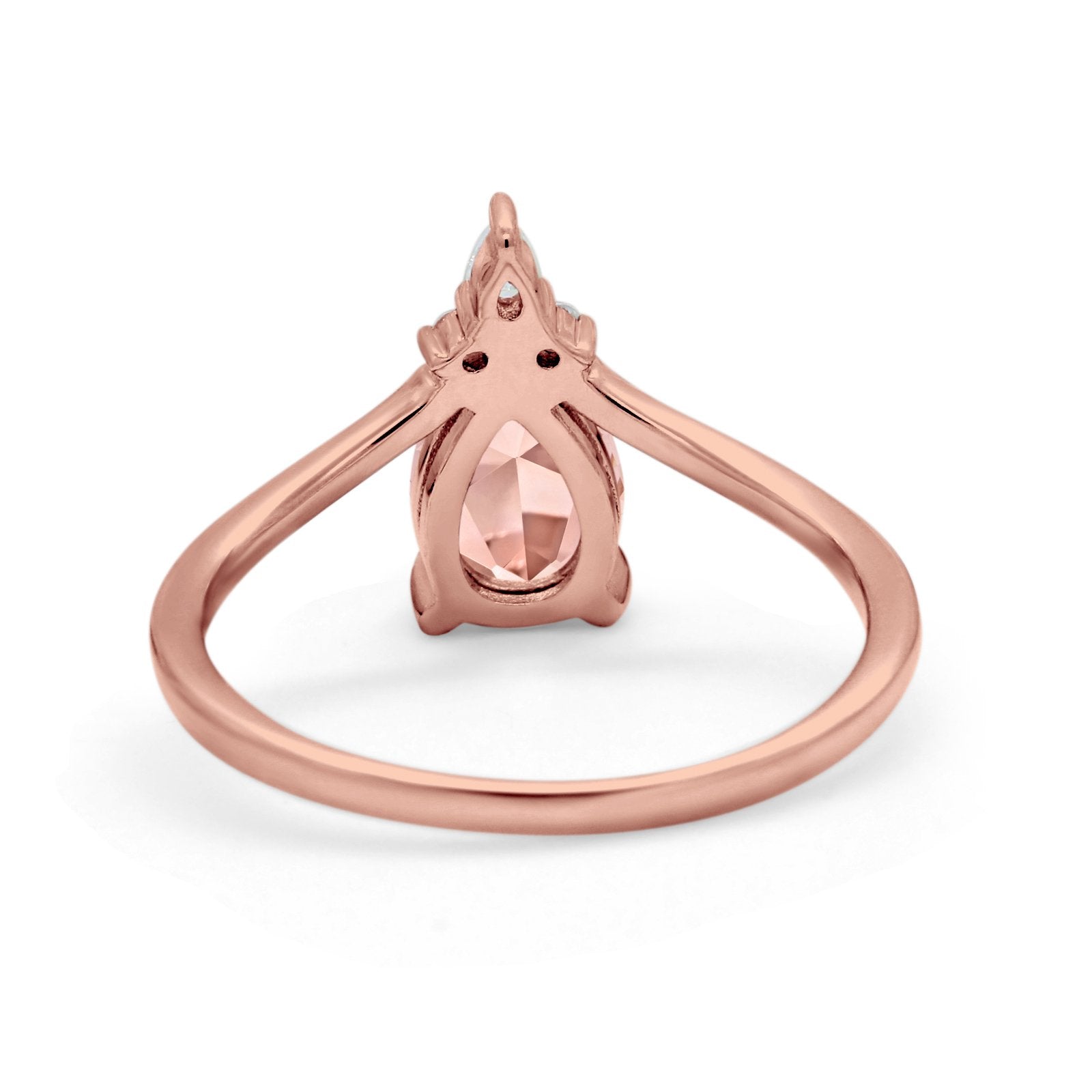 Pear Midi V Ring Wedding Ring Simulated Cubic Zirconia 925 Sterling Silver