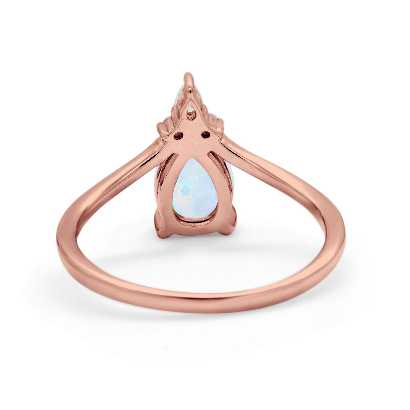 Pear Midi V Ring Wedding Ring Simulated Cubic Zirconia 925 Sterling Silver