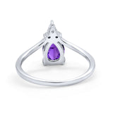 Pear Midi V Ring Wedding Ring Simulated Cubic Zirconia 925 Sterling Silver