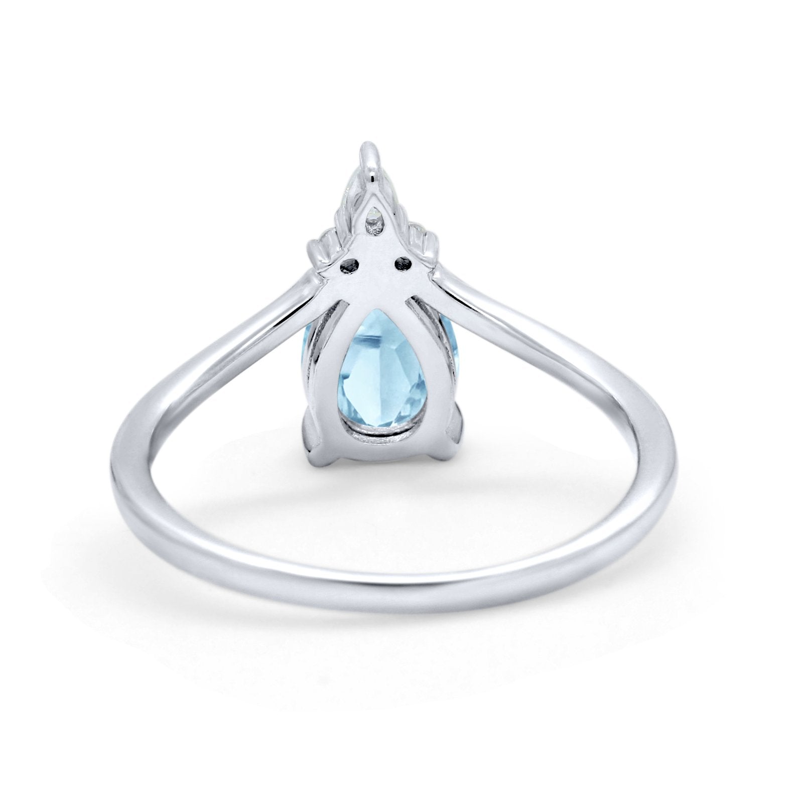 Pear Midi V Ring Wedding Ring Simulated Cubic Zirconia 925 Sterling Silver