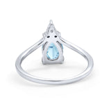 Pear Midi V Ring Wedding Ring Simulated Cubic Zirconia 925 Sterling Silver