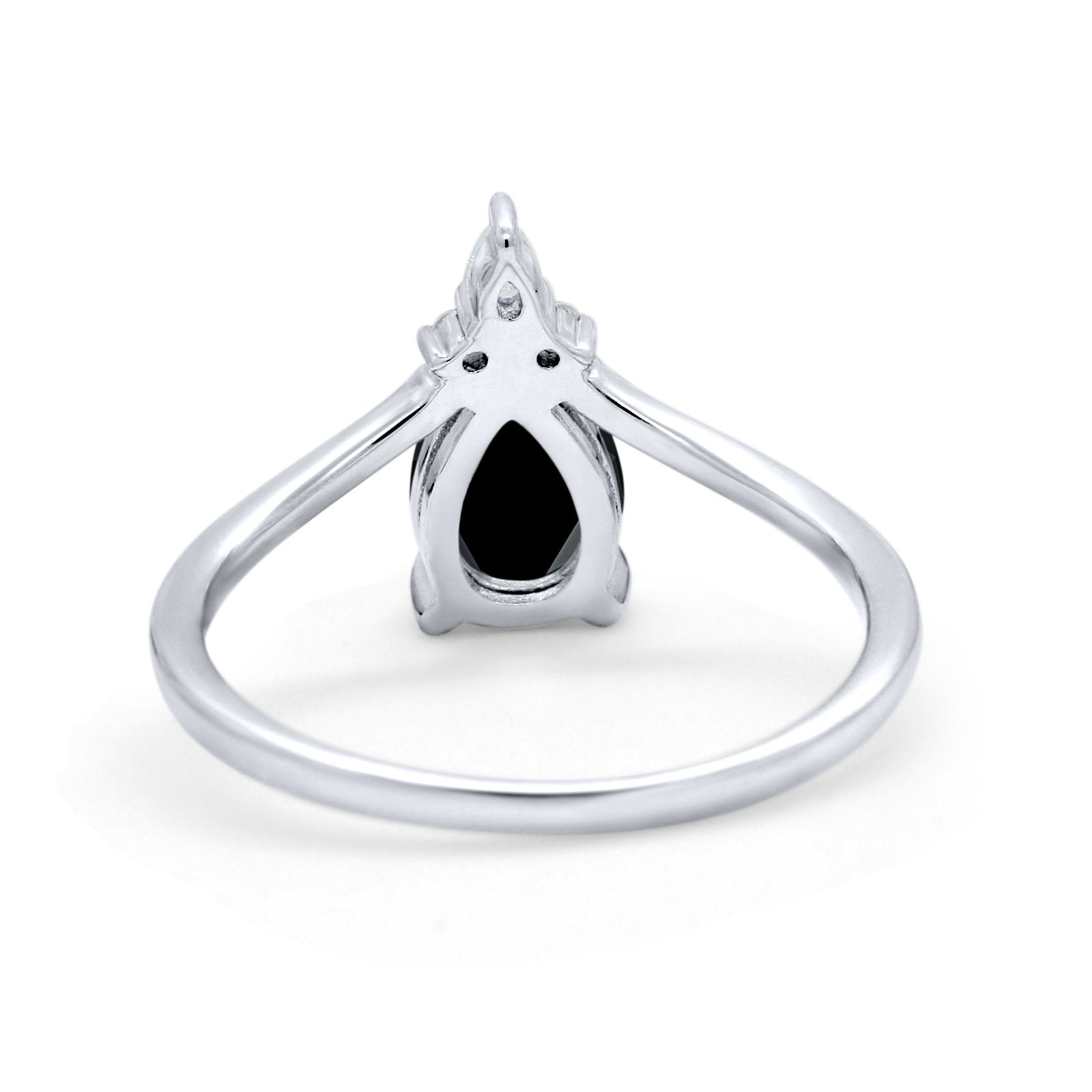 Pear Midi V Ring Wedding Ring Simulated Cubic Zirconia 925 Sterling Silver