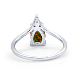 Pear Midi V Ring Wedding Ring Simulated Cubic Zirconia 925 Sterling Silver