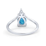 Pear Midi V Ring Wedding Ring Simulated Cubic Zirconia 925 Sterling Silver