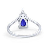 Pear Midi V Ring Wedding Ring Simulated Cubic Zirconia 925 Sterling Silver