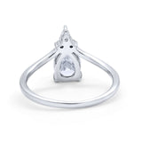 Pear Midi V Ring Wedding Ring Simulated Cubic Zirconia 925 Sterling Silver