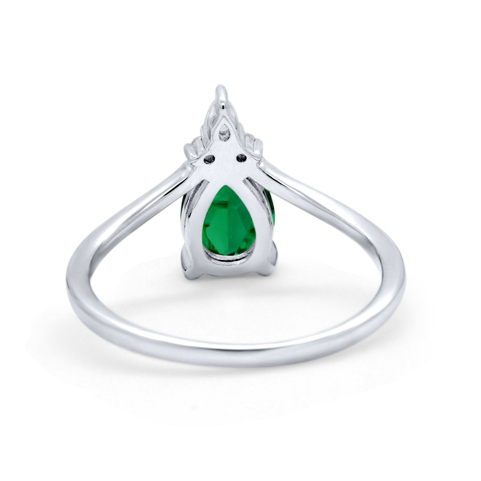 Pear Midi V Ring Wedding Ring Simulated Cubic Zirconia 925 Sterling Silver