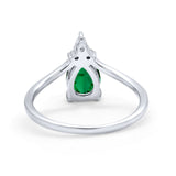Pear Midi V Ring Wedding Ring Simulated Cubic Zirconia 925 Sterling Silver