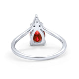 Pear Midi V Ring Wedding Ring Simulated Cubic Zirconia 925 Sterling Silver