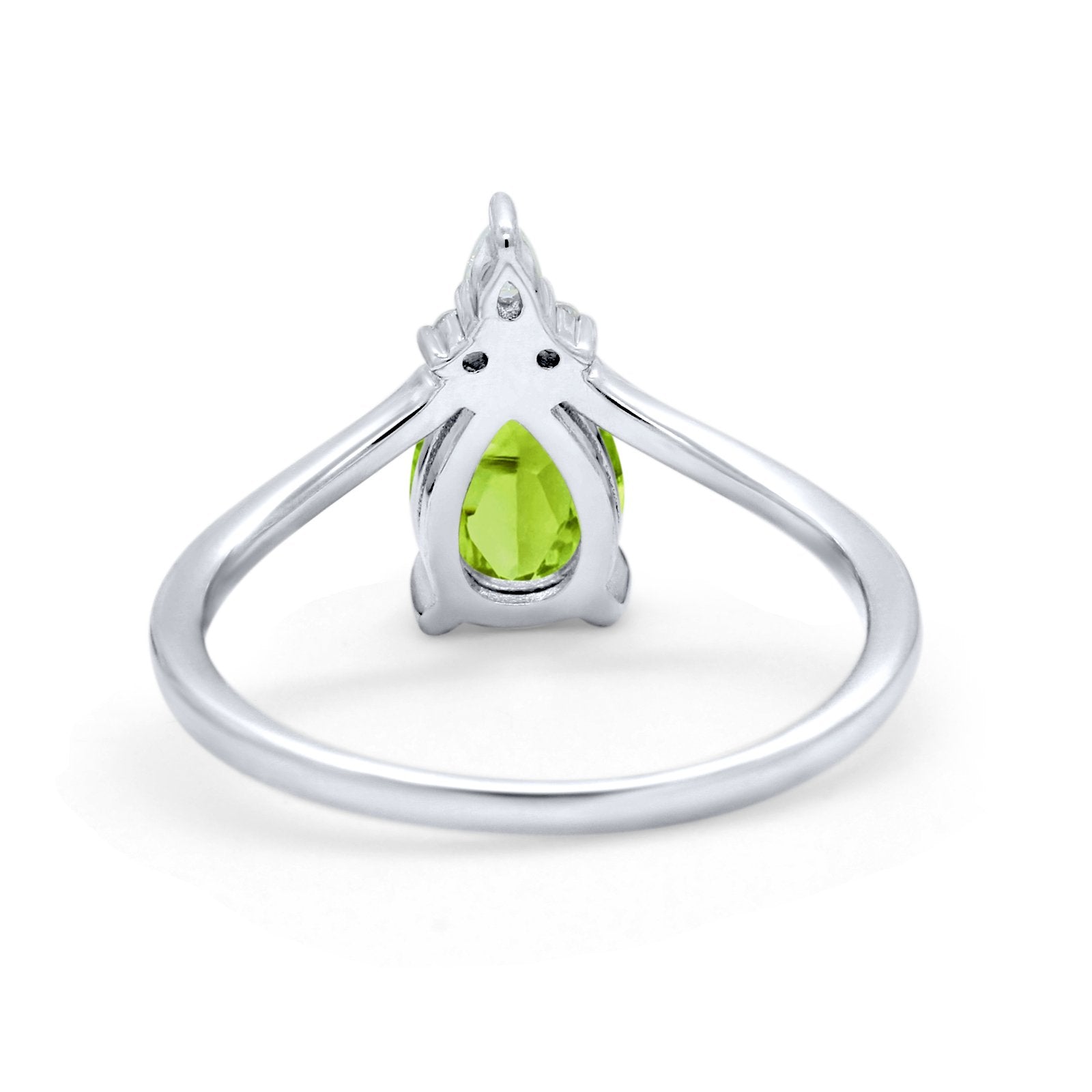 Pear Midi V Ring Wedding Ring Simulated Cubic Zirconia 925 Sterling Silver